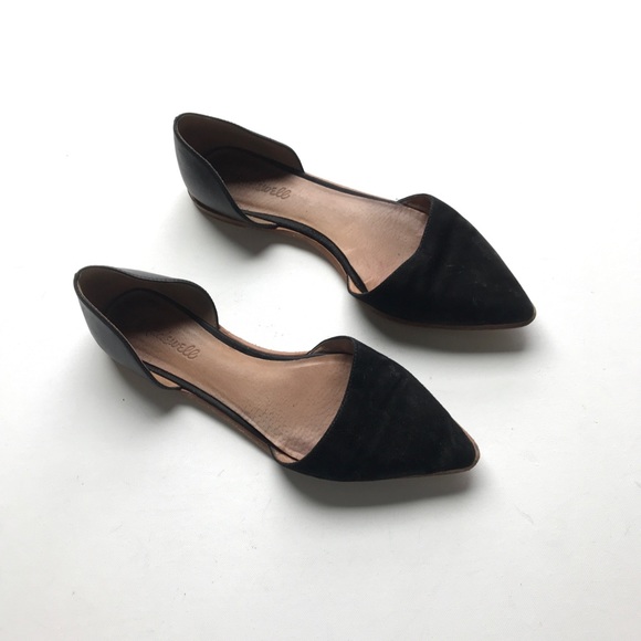 Madewell Shoes - Madewell D'Orsay Flat Suede Leather Black Point